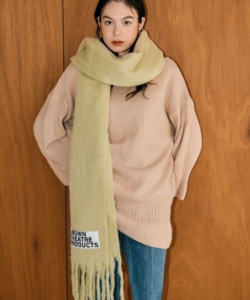 THEATRE PRODUCTS（シアタープロダクツ）の「BROWNネームマフラー（マフラー・レディース・グレー/ブルー/アイボリー/ブラック/グリーン・FREE）」の4枚目の写真