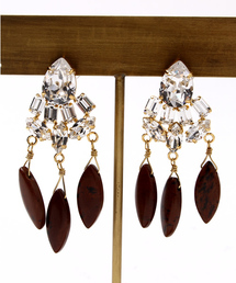 【Sheta】ビジュー×天然石ピアス