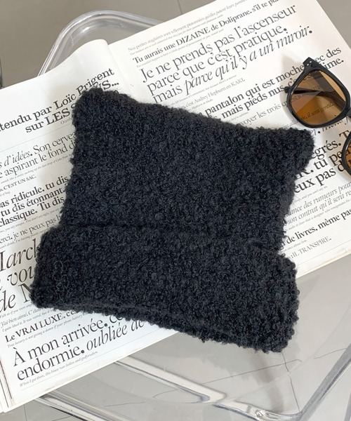 non-hedge(ノンヘッジ)の「ネコミミブークレニット帽(ニットキャップ/ビーニー・レディース・チャコールグレー/ブラック/ベージュ・FREE)」の11枚目の写真