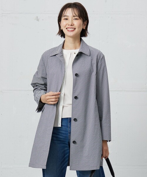 セール】【洗える】Lightストレッチギンガム シングル トレンチコート