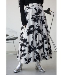 ボリュームバルーンスカート 春服 夏服 秋服 アニマル柄 レオパード柄 ヒョウ柄 無地 ボタニカル柄 ロングスカート デザインスカート