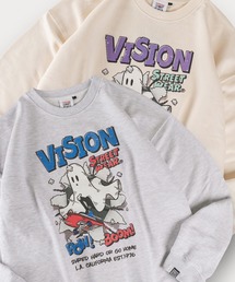 【0】【VISION STREET WEAR/ヴィジョンストリートウェア】ゴーストデザイン スケボーイラスト/チェーン刺繍&バックプリント スウェット プルオーバー ビッグシルエット