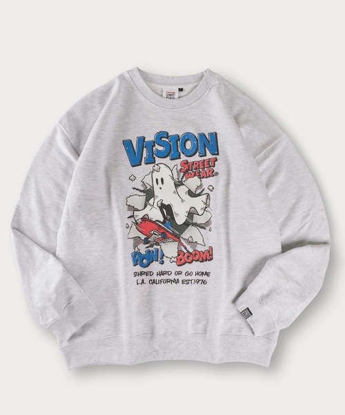 VISION STREET WEAR(ヴィジョンストリートウェア)の「【0】【VISION STREET WEAR/ヴィジョンストリートウェア】ゴーストデザイン スケボーイラスト/チェーン刺繍&バックプリント スウェット プルオーバー ビッグシルエット(スウェット・メンズ・ライトブルー/ブラック/ライトグレー/ピンク/オフホワイト/ブラック系その他/アッシュグレー/アイボリー・M/L/XL)」の17枚目の写真