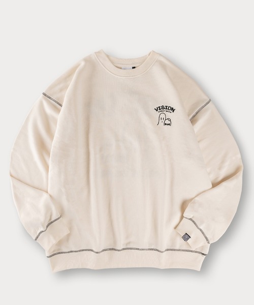 VISION STREET WEAR(ヴィジョンストリートウェア)の「【0】【VISION STREET WEAR/ヴィジョンストリートウェア】ゴーストデザイン スケボーイラスト/チェーン刺繍&バックプリント スウェット プルオーバー ビッグシルエット(スウェット・メンズ・ライトブルー/ブラック/ライトグレー/ピンク/オフホワイト/ブラック系その他/アッシュグレー/アイボリー・M/L/XL)」の13枚目の写真