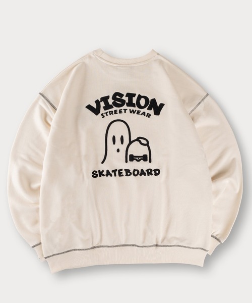 VISION STREET WEAR(ヴィジョンストリートウェア)の「【0】【VISION STREET WEAR/ヴィジョンストリートウェア】ゴーストデザイン スケボーイラスト/チェーン刺繍&バックプリント スウェット プルオーバー ビッグシルエット(スウェット・メンズ・ライトブルー/ブラック/ライトグレー/ピンク/オフホワイト/ブラック系その他/アッシュグレー/アイボリー・M/L/XL)」の14枚目の写真
