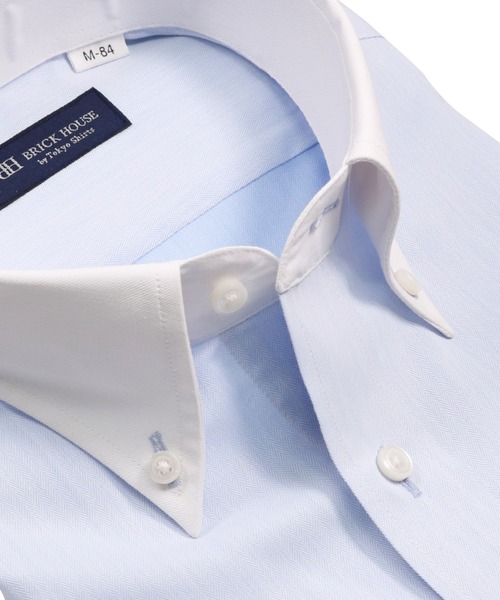 TOKYO SHIRTS（トウキョウシャツ）の「透け防止 形態安定ノーアイロン ボタンダウン 長袖ビジネスワイシャツ（ビジネスシャツ・メンズ・サックスブルー・首回り39cm-裄丈80cm/首回り39cm-裄丈84cm/首回り41cm-裄丈82cm/首回り41cm-裄丈86cm/首回り43cm-裄丈86cm/首回り37cm-裄丈80cm/首回り42cm-裄丈82cm/首回り42cm-裄丈86cm/首回り43cm-裄丈82cm）」の5枚目の写真