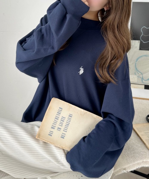 ゆるかわ♡ラルフローレン　ロゴオーバーサイズモックネックスウェット　ホワイト ゆるかわ♡ラルフローレンロゴオーバーサイズモックネック