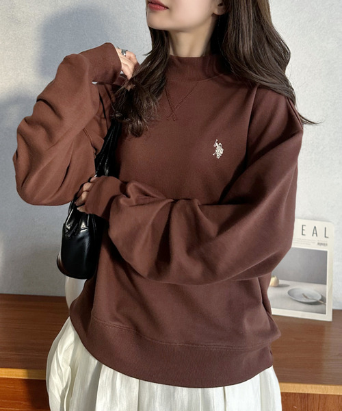 U.S. POLO ASSN.(ユーエスポロアッスン)の「Ada.別注 // U.S. POLO ASSN モックネック オーバーサイズ 裏毛スウェット(スウェット・レディース・ネイビー/オフホワイト/グレー/ブラウン/ピンク/ブルー・M/L/S)」の4枚目の写真