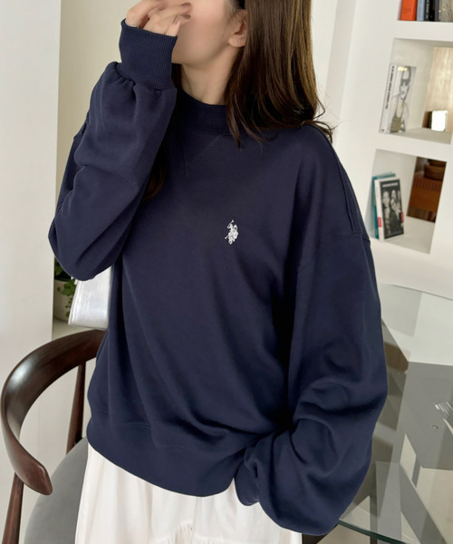 U.S. POLO ASSN.(ユーエスポロアッスン)の「Ada.別注 // U.S. POLO ASSN モックネック オーバーサイズ 裏毛スウェット(スウェット・レディース・ネイビー/オフホワイト/グレー/ブラウン/ピンク/ブルー・M/L/S)」の7枚目の写真