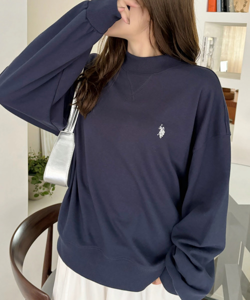 U.S. POLO ASSN.(ユーエスポロアッスン)の「Ada.別注 // U.S. POLO ASSN モックネック オーバーサイズ 裏毛スウェット(スウェット・レディース・ネイビー/オフホワイト/グレー/ブラウン/ピンク/ブルー・M/L/S)」の9枚目の写真