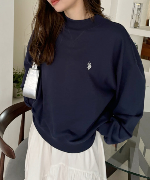 U.S. POLO ASSN.(ユーエスポロアッスン)の「Ada.別注 // U.S. POLO ASSN モックネック オーバーサイズ 裏毛スウェット(スウェット・レディース・ネイビー/オフホワイト/グレー/ブラウン/ピンク/ブルー・M/L/S)」の21枚目の写真