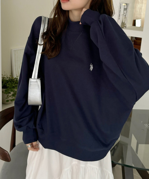 U.S. POLO ASSN.(ユーエスポロアッスン)の「Ada.別注 // U.S. POLO ASSN モックネック オーバーサイズ 裏毛スウェット(スウェット・レディース・ネイビー/オフホワイト/グレー/ブラウン/ピンク/ブルー・M/L/S)」の8枚目の写真