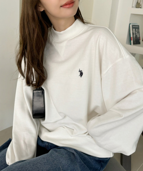 U.S. POLO ASSN.(ユーエスポロアッスン)の「Ada.別注 // U.S. POLO ASSN モックネック オーバーサイズ 裏毛スウェット(スウェット・レディース・ネイビー/オフホワイト/グレー/ブラウン/ピンク/ブルー・M/L/S)」の10枚目の写真