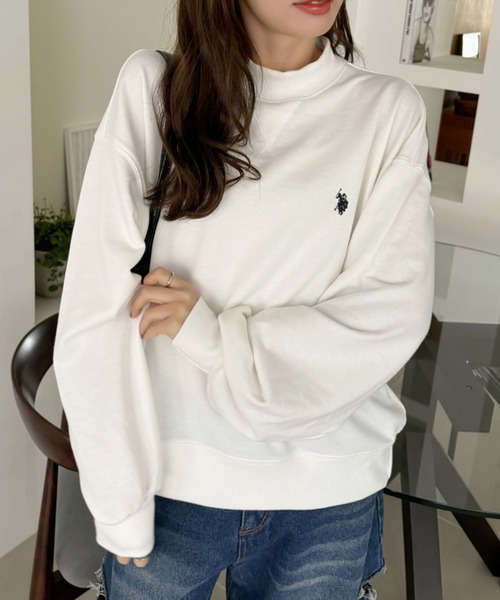 U.S. POLO ASSN.(ユーエスポロアッスン)の「Ada.別注 // U.S. POLO ASSN モックネック オーバーサイズ 裏毛スウェット(スウェット・レディース・ネイビー/オフホワイト/グレー/ブラウン/ピンク/ブルー・M/L/S)」の15枚目の写真