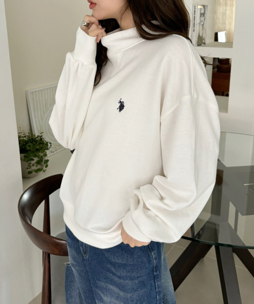 U.S. POLO ASSN.(ユーエスポロアッスン)の「Ada.別注 // U.S. POLO ASSN モックネック オーバーサイズ 裏毛スウェット(スウェット・レディース・ネイビー/オフホワイト/グレー/ブラウン/ピンク/ブルー・M/L/S)」の16枚目の写真