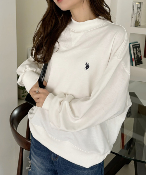 U.S. POLO ASSN.(ユーエスポロアッスン)の「Ada.別注 // U.S. POLO ASSN モックネック オーバーサイズ 裏毛スウェット(スウェット・レディース・ネイビー/オフホワイト/グレー/ブラウン/ピンク/ブルー・M/L/S)」の17枚目の写真