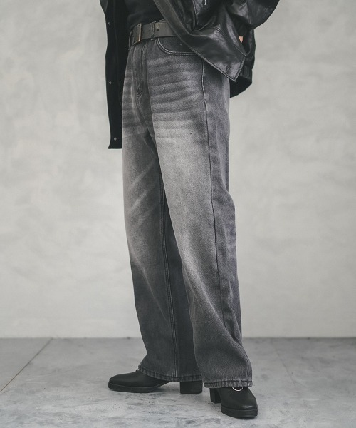 Shoowtime(ショウタイム)の「Fleece lining vintage wash wide denim pants / 裏フリースビンテージウォッシュワイドデニムパンツ(デニムパンツ・メンズ・ブルー/ネイビー系/ライトブルー/ブラック系・MEDIUM/LARGE/X-LARGE)」の15枚目の写真