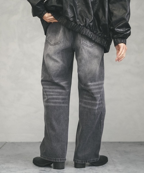 Shoowtime(ショウタイム)の「Fleece lining vintage wash wide denim pants / 裏フリースビンテージウォッシュワイドデニムパンツ(デニムパンツ・メンズ・ブルー/ネイビー系/ライトブルー/ブラック系・MEDIUM/LARGE/X-LARGE)」の12枚目の写真