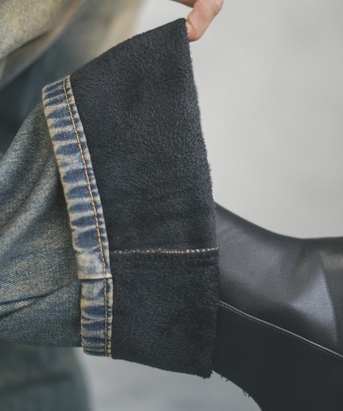 Shoowtime(ショウタイム)の「Fleece lining vintage wash wide denim pants / 裏フリースビンテージウォッシュワイドデニムパンツ(デニムパンツ・メンズ・ブルー/ネイビー系/ライトブルー/ブラック系・MEDIUM/LARGE/X-LARGE)」の9枚目の写真