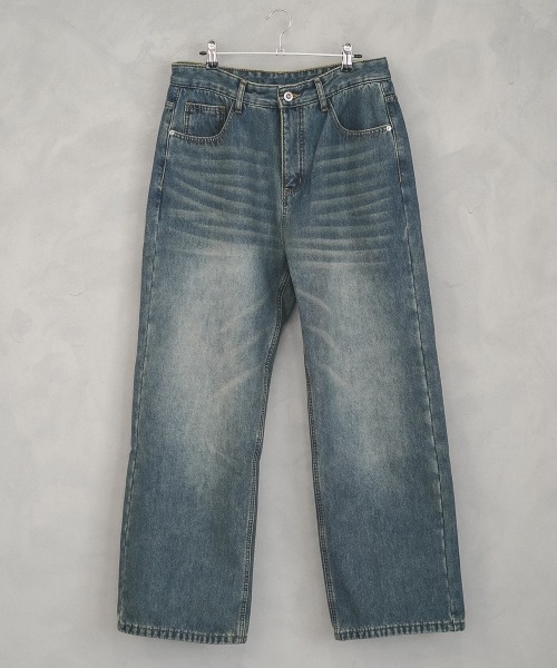 Shoowtime(ショウタイム)の「Fleece lining vintage wash wide denim pants / 裏フリースビンテージウォッシュワイドデニムパンツ(デニムパンツ・メンズ・ブルー/ネイビー系/ライトブルー/ブラック系・MEDIUM/LARGE/X-LARGE)」の8枚目の写真