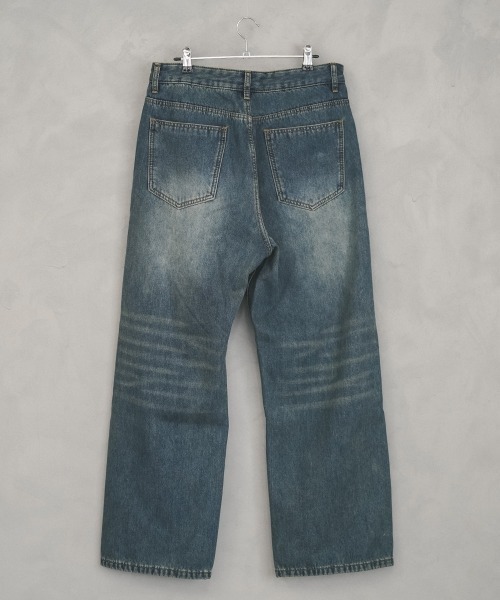 Shoowtime(ショウタイム)の「Fleece lining vintage wash wide denim pants / 裏フリースビンテージウォッシュワイドデニムパンツ(デニムパンツ・メンズ・ブルー/ネイビー系/ライトブルー/ブラック系・MEDIUM/LARGE/X-LARGE)」の7枚目の写真