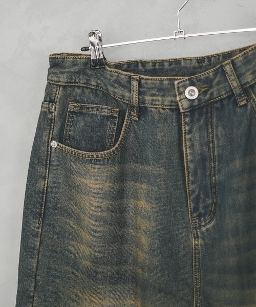 Shoowtime(ショウタイム)の「Fleece lining vintage wash wide denim pants / 裏フリースビンテージウォッシュワイドデニムパンツ(デニムパンツ・メンズ・ブルー/ネイビー系/ライトブルー/ブラック系・MEDIUM/LARGE/X-LARGE)」の21枚目の写真