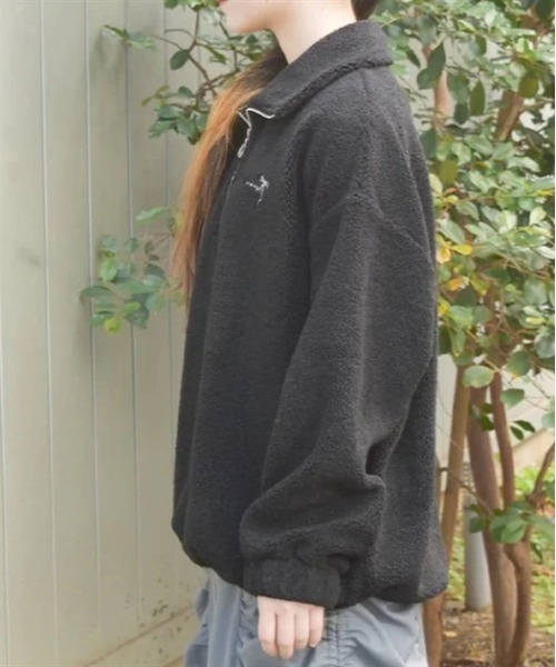axes femme(アクシーズファム)の「ハーフジップ刺繍ボアプルオーバー(Tシャツ/カットソー・レディース・キナリ/ブラック/ベージュ・FREE)」の7枚目の写真