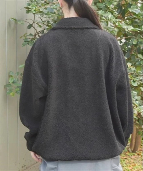 axes femme(アクシーズファム)の「ハーフジップ刺繍ボアプルオーバー(Tシャツ/カットソー・レディース・キナリ/ブラック/ベージュ・FREE)」の6枚目の写真