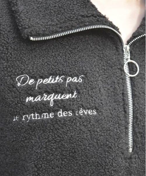 axes femme(アクシーズファム)の「ハーフジップ刺繍ボアプルオーバー(Tシャツ/カットソー・レディース・キナリ/ブラック/ベージュ・FREE)」の5枚目の写真