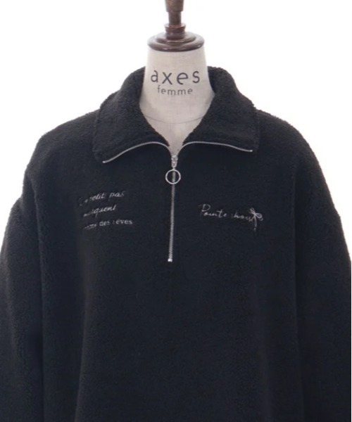 axes femme(アクシーズファム)の「ハーフジップ刺繍ボアプルオーバー(Tシャツ/カットソー・レディース・キナリ/ブラック/ベージュ・FREE)」の11枚目の写真