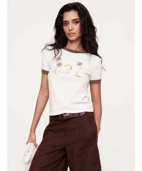 Banana Republic(バナナリパブリック)の「ライトウェイト コットン クルーネックTシャツ(Tシャツ/カットソー・レディース・イエロー系その他/ブラック/ホワイト/マルチ/ブルー/オフホワイト/ライトブラック/ネイビー・S/L/M/XS)」の8枚目の写真