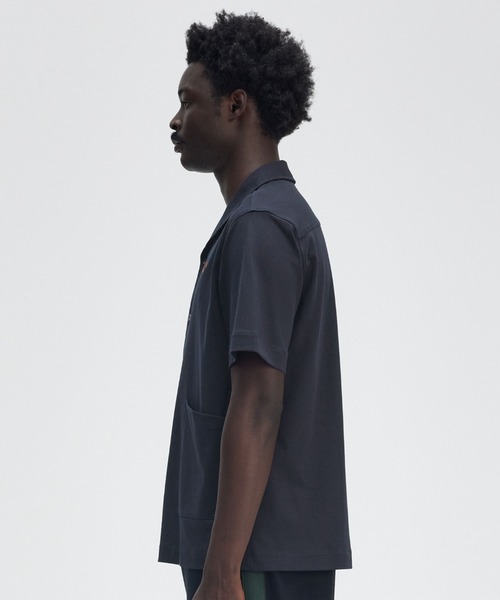 FRED PERRY（フレッドペリー）の「Mesh Button Through Shirt／メッシュボタンスルーシャツ（シャツ/ブラウス・メンズ・ネイビー/ブラック・M/L）」の6枚目の写真