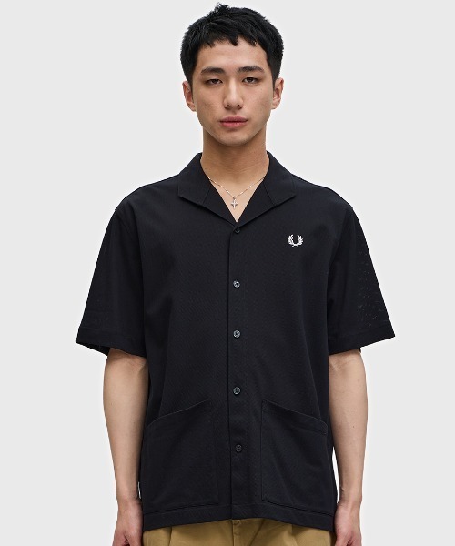 FRED PERRY（フレッドペリー）の「Mesh Button Through Shirt／メッシュボタンスルーシャツ（シャツ/ブラウス・メンズ・ネイビー/ブラック・M/L）」の17枚目の写真