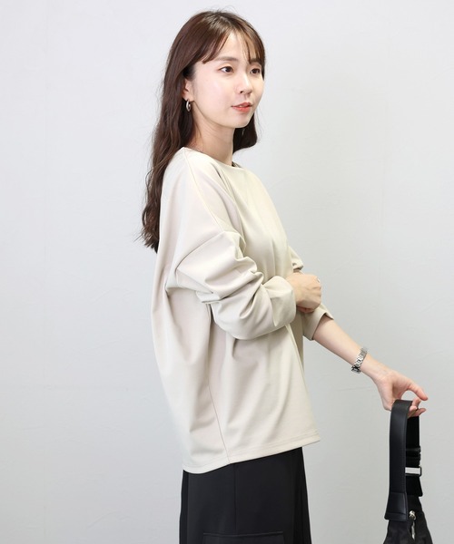 Aletta vita(アレッタビータ)の「ポンチボートネック長袖プルオーバー(Tシャツ/カットソー・レディース・オフホワイト/ブラック/ネイビー/ベージュ/チャコール/ブラウン・FREE)」の15枚目の写真
