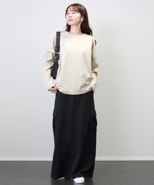 Aletta vita(アレッタビータ)の「ポンチボートネック長袖プルオーバー(Tシャツ/カットソー・レディース・オフホワイト/ブラック/ネイビー/ベージュ/チャコール/ブラウン・FREE)」の18枚目の写真