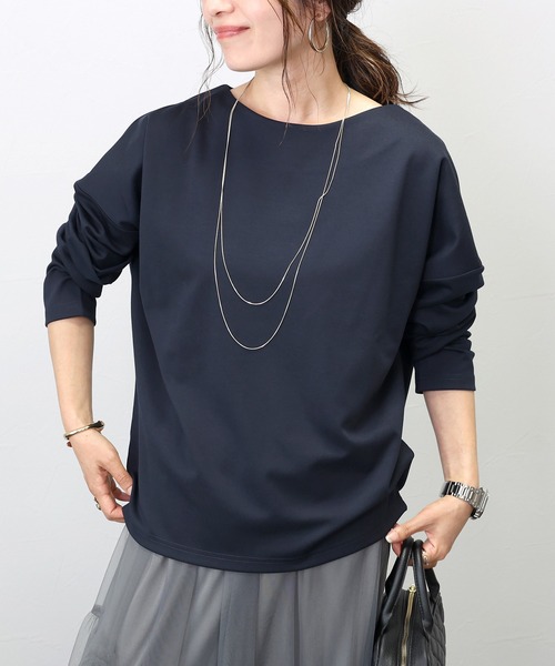 Aletta vita(アレッタビータ)の「ポンチボートネック長袖プルオーバー(Tシャツ/カットソー・レディース・オフホワイト/ブラック/ネイビー/ベージュ/チャコール/ブラウン・FREE)」の19枚目の写真