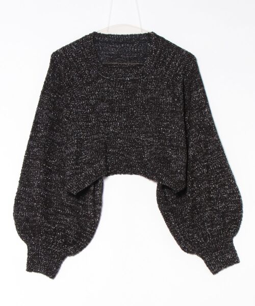 STYLEBLOCK（スタイルブロック）の「ラメ混ファンシーヤーンボリュームスリーブプルオーバー（ニット/セーター・レディース・ブラック/アイボリー/グレー・M）」の5枚目の写真