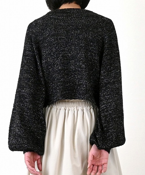 STYLEBLOCK（スタイルブロック）の「ラメ混ファンシーヤーンボリュームスリーブプルオーバー（ニット/セーター・レディース・ブラック/アイボリー/グレー・M）」の6枚目の写真
