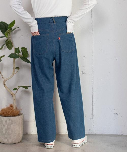 POU DOU DOU（プードゥドゥ）の「メッセージ刺繍ストレートパンツ（その他パンツ・レディース・ブラック/ベージュ/ブルー系・M）」の7枚目の写真