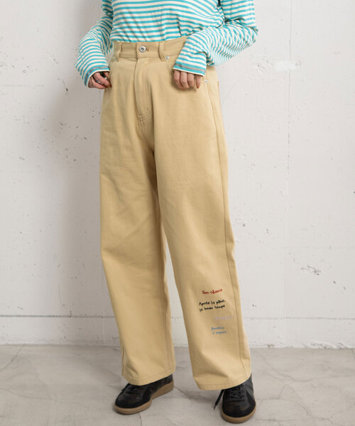 POU DOU DOU（プードゥドゥ）の「メッセージ刺繍ストレートパンツ（その他パンツ・レディース・ブラック/ベージュ/ブルー系・M）」の14枚目の写真