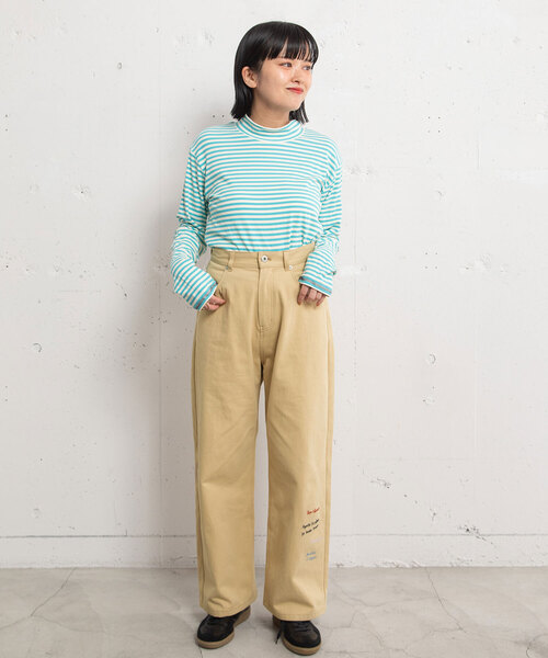 POU DOU DOU（プードゥドゥ）の「メッセージ刺繍ストレートパンツ（その他パンツ・レディース・ブラック/ベージュ/ブルー系・M）」の16枚目の写真