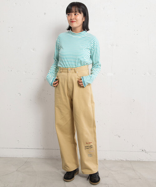 POU DOU DOU（プードゥドゥ）の「メッセージ刺繍ストレートパンツ（その他パンツ・レディース・ブラック/ベージュ/ブルー系・M）」の17枚目の写真