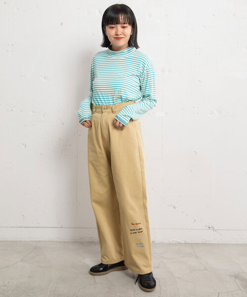 POU DOU DOU（プードゥドゥ）の「メッセージ刺繍ストレートパンツ（その他パンツ・レディース・ブラック/ベージュ/ブルー系・M）」の18枚目の写真