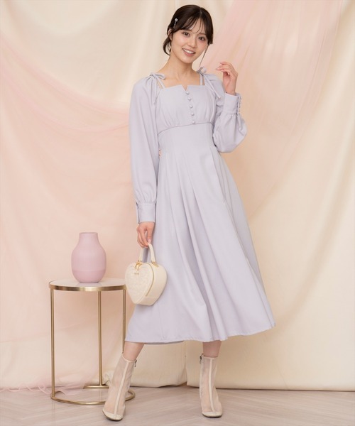 WILLSELECTION(ウィルセレクション)の「ショルダーリボンタックフレアワンピース(ワンピース・レディース・サックスブルー/ピンク/ライトグレー・FREE)」の4枚目の写真