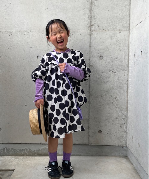 TARKER（ターカー）の「ドット柄ワンピース（ワンピース・キッズ・ブラウン/ブラック・80/90/100/110/120/130）」の2枚目の写真