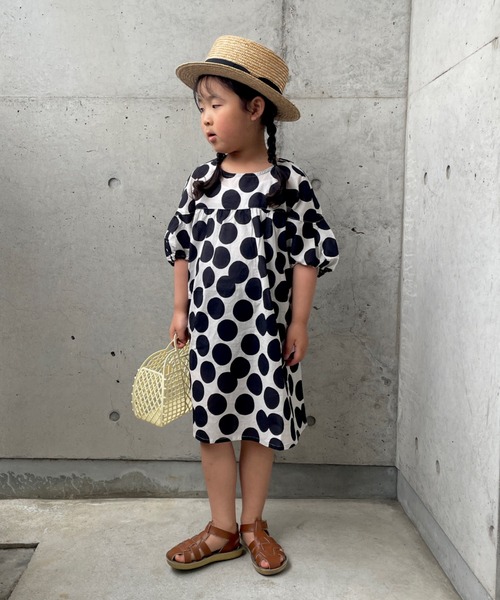 TARKER（ターカー）の「ドット柄ワンピース（ワンピース・キッズ・ブラウン/ブラック・80/90/100/110/120/130）」の4枚目の写真