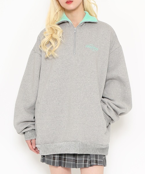 PUNYUS(プニュズ)の「襟付きハーフZIP裏起毛スウェット(スウェット・レディース・ブラック/グレー/ブルー/グリーン・4/3)」の1枚目の写真