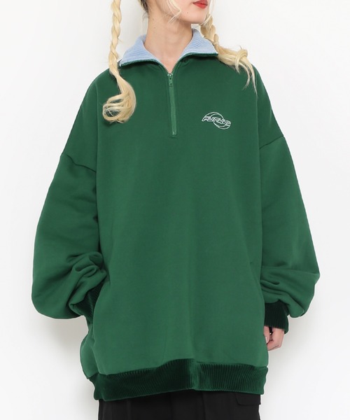 PUNYUS(プニュズ)の「襟付きハーフZIP裏起毛スウェット(スウェット・レディース・ブラック/グレー/ブルー/グリーン・4/3)」の15枚目の写真