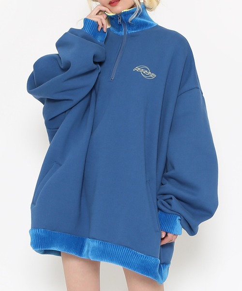 PUNYUS(プニュズ)の「襟付きハーフZIP裏起毛スウェット(スウェット・レディース・ブラック/グレー/ブルー/グリーン・4/3)」の6枚目の写真