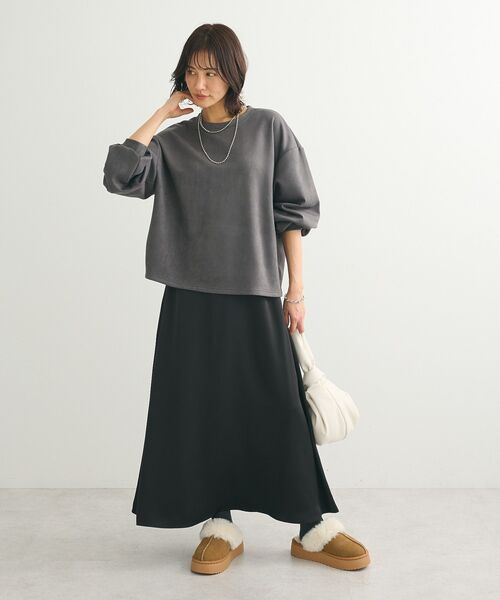 Green　Parks（グリーンパークス）の「・Petit Fleur サテンフレアスカート（スカート・レディース・ピンク/ブラック/オフホワイト/グレー・FREE）」の6枚目の写真